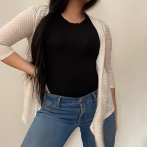 Sheer long-sleeved white cardigan